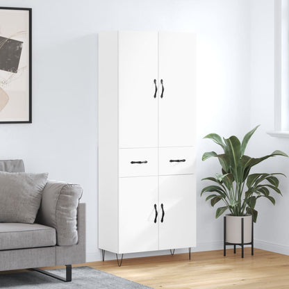 Skříň Highboard Černá 69,5 X 34 X 180 Cm Kompozitní Dřevo
