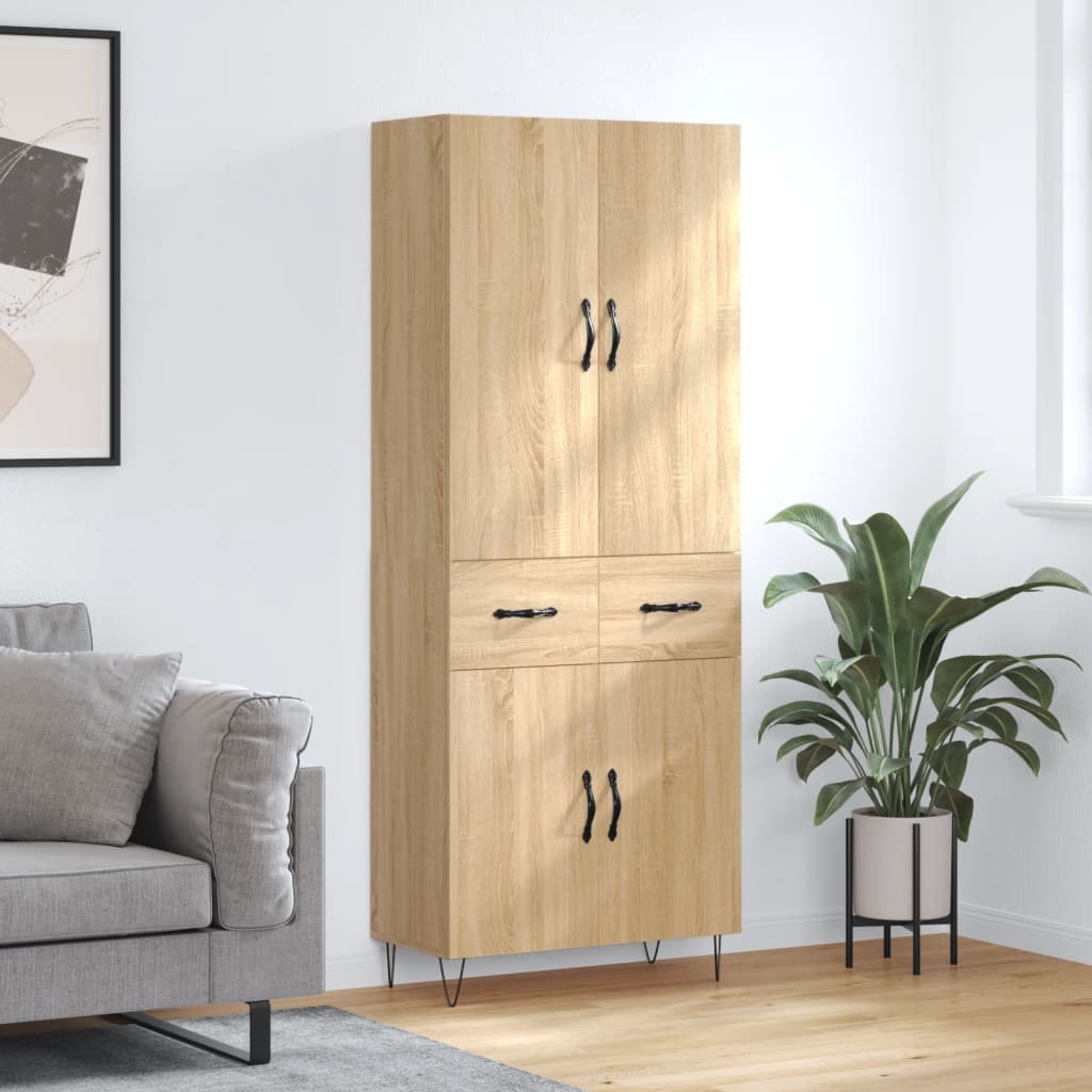 Skříň Highboard Betonově Šedá 69,5X34X180 Cm Kompozitní Dřevo
