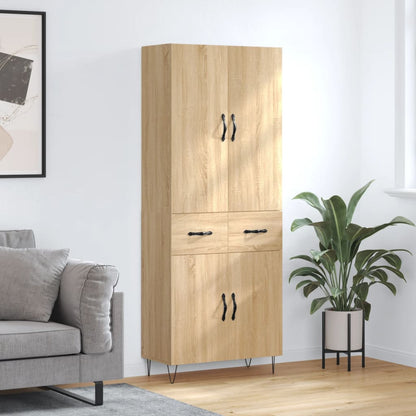 Skříň Highboard Betonově Šedá 69,5X34X180 Cm Kompozitní Dřevo
