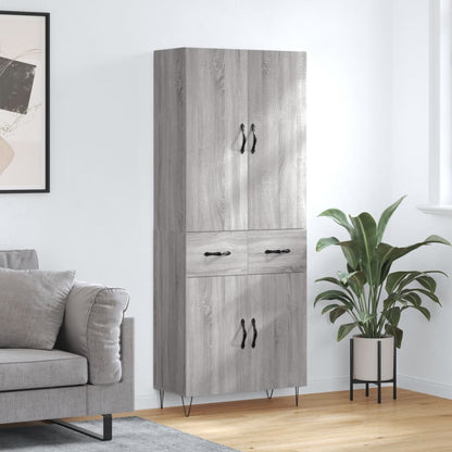 Skříň Highboard Betonově Šedá 69,5X34X180 Cm Kompozitní Dřevo