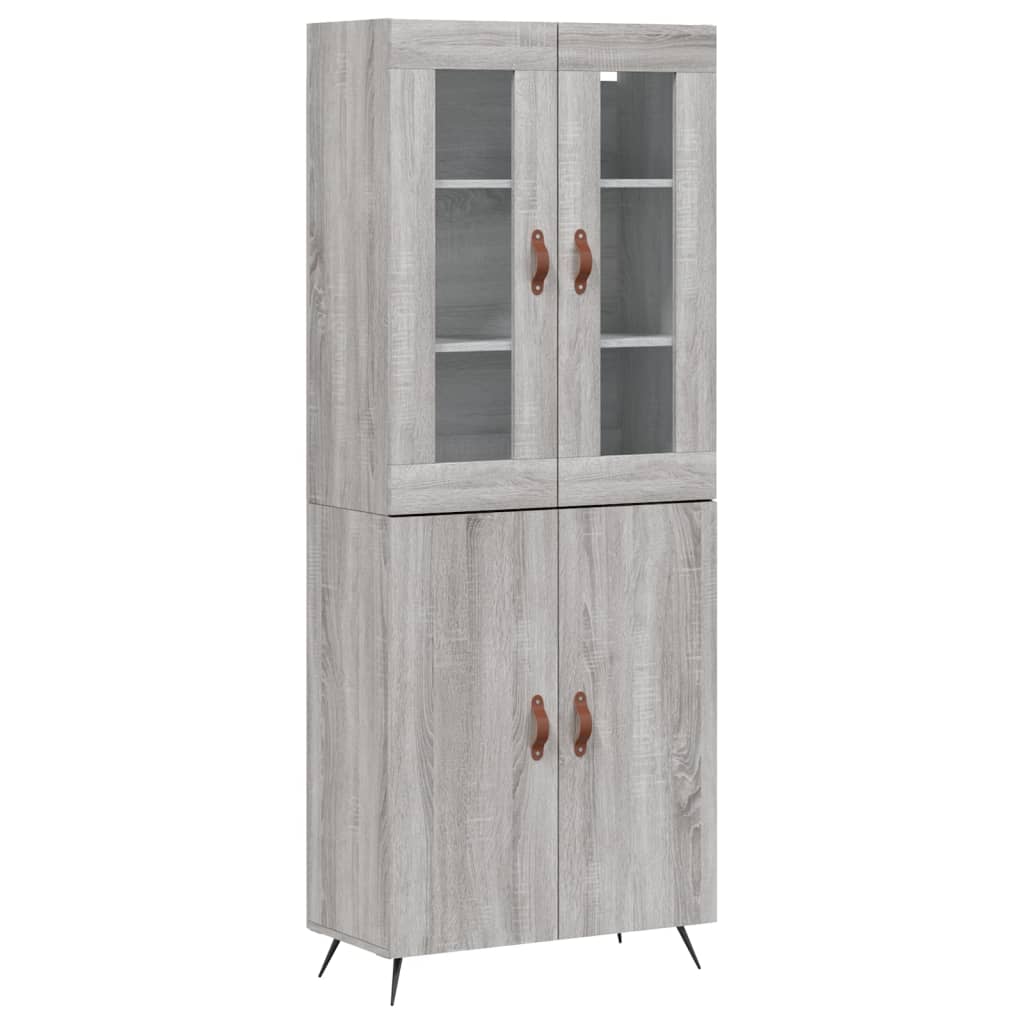 Skříň Highboard Šedá Sonoma 69,5 X 34 X 180 Cm Kompozitní Dřevo