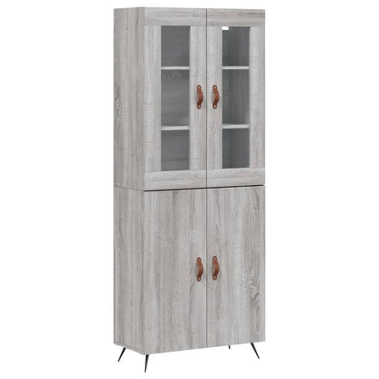 Skříň Highboard Šedá Sonoma 69,5 X 34 X 180 Cm Kompozitní Dřevo