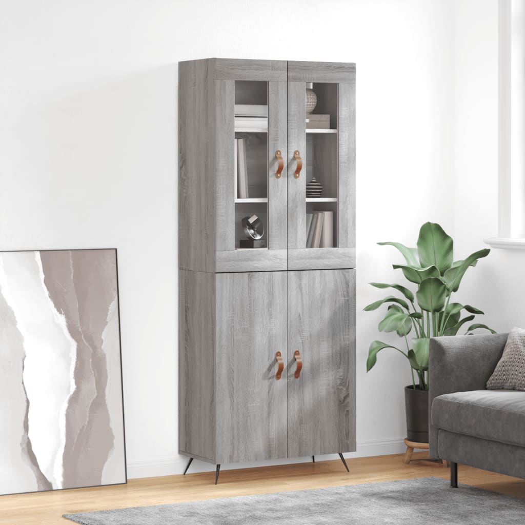 Skříň Highboard Šedá Sonoma 69,5 X 34 X 180 Cm Kompozitní Dřevo