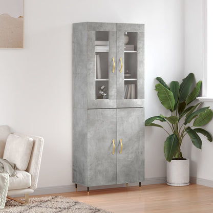 Skříň Highboard Šedá Sonoma 69,5 X 34 X 180 Cm Kompozitní Dřevo