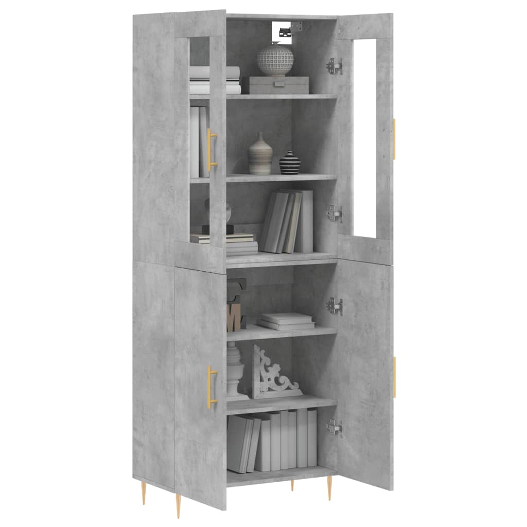 Skříň Highboard Betonově Šedá 69,5X34X180 Cm Kompozitní Dřevo