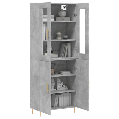 Skříň Highboard Betonově Šedá 69,5X34X180 Cm Kompozitní Dřevo