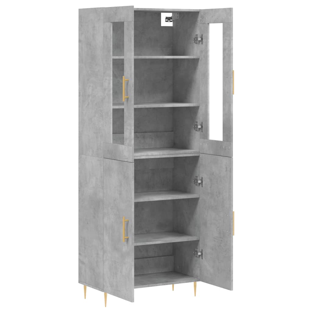 Skříň Highboard Betonově Šedá 69,5X34X180 Cm Kompozitní Dřevo