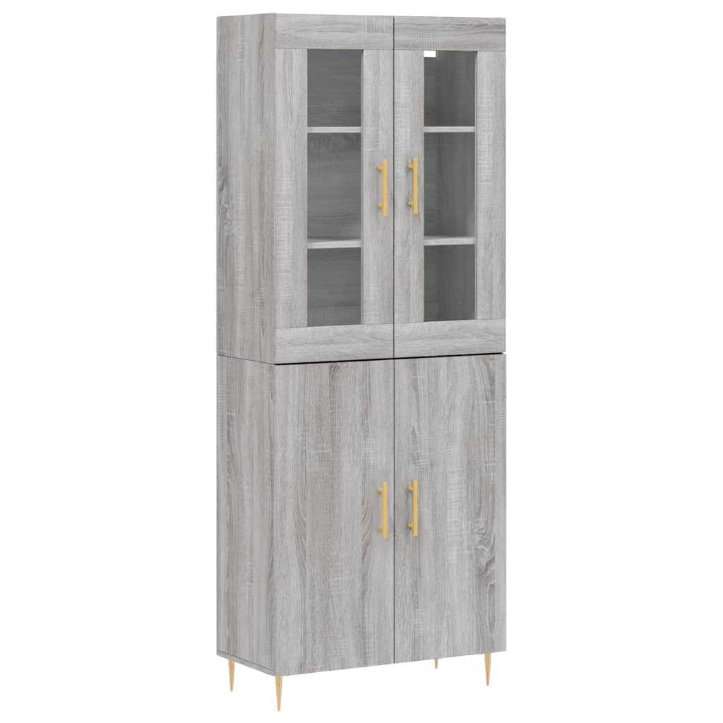 Skříň Highboard Šedá Sonoma 69,5 X 34 X 180 Cm Kompozitní Dřevo