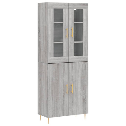 Skříň Highboard Šedá Sonoma 69,5 X 34 X 180 Cm Kompozitní Dřevo