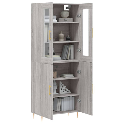 Skříň Highboard Šedá Sonoma 69,5 X 34 X 180 Cm Kompozitní Dřevo