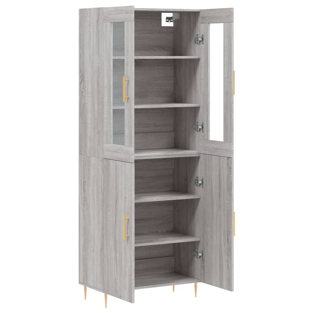 Skříň Highboard Šedá Sonoma 69,5 X 34 X 180 Cm Kompozitní Dřevo