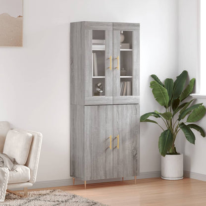 Skříň Highboard Šedá Sonoma 69,5 X 34 X 180 Cm Kompozitní Dřevo