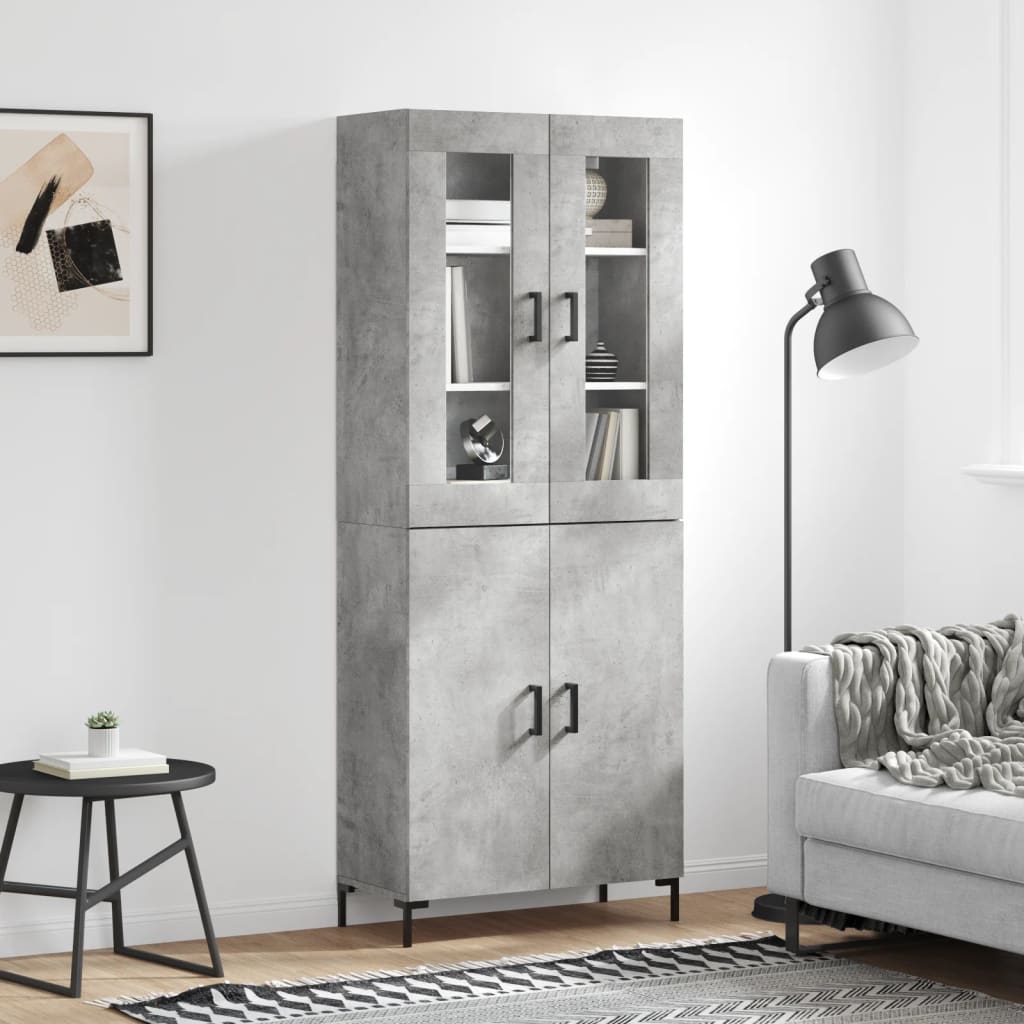 Skříň Highboard Šedá Sonoma 69,5 X 34 X 180 Cm Kompozitní Dřevo