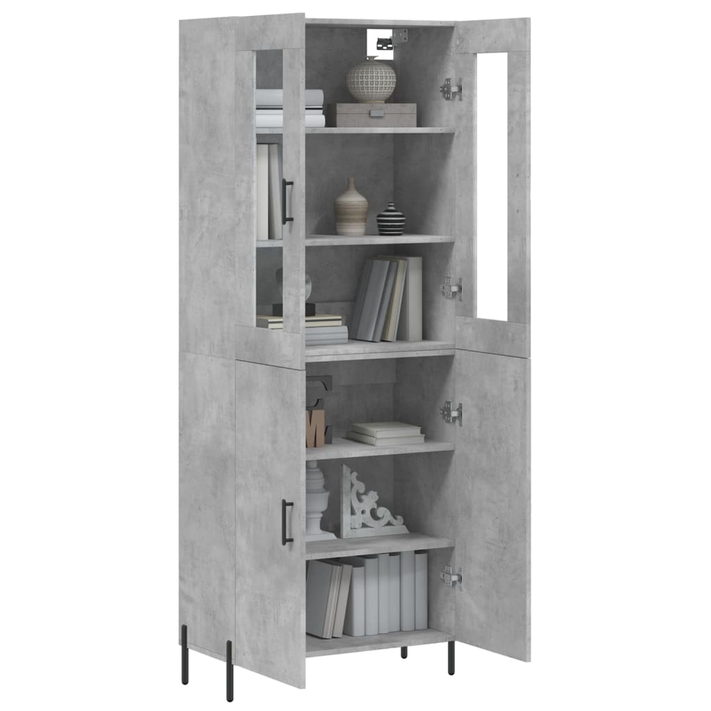 Skříň Highboard Betonově Šedá 69,5X34X180 Cm Kompozitní Dřevo