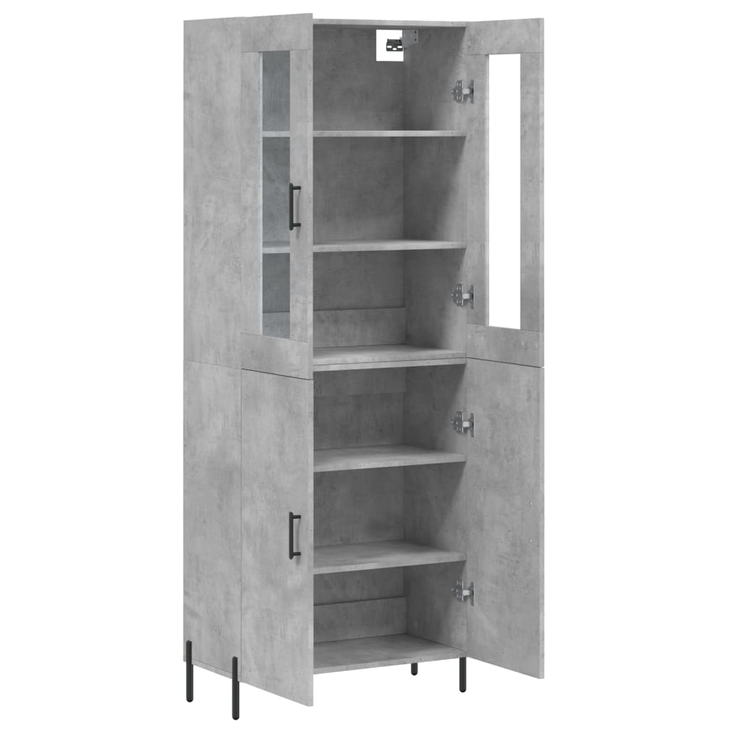 Skříň Highboard Betonově Šedá 69,5X34X180 Cm Kompozitní Dřevo