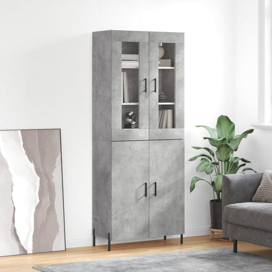 Skříň Highboard Betonově Šedá 69,5X34X180 Cm Kompozitní Dřevo