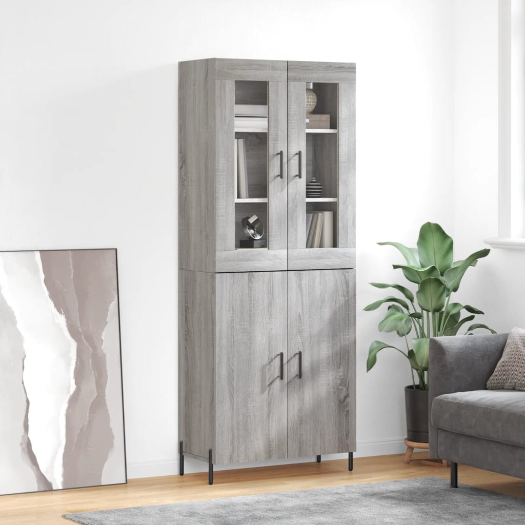 Skříň Highboard Betonově Šedá 69,5X34X180 Cm Kompozitní Dřevo
