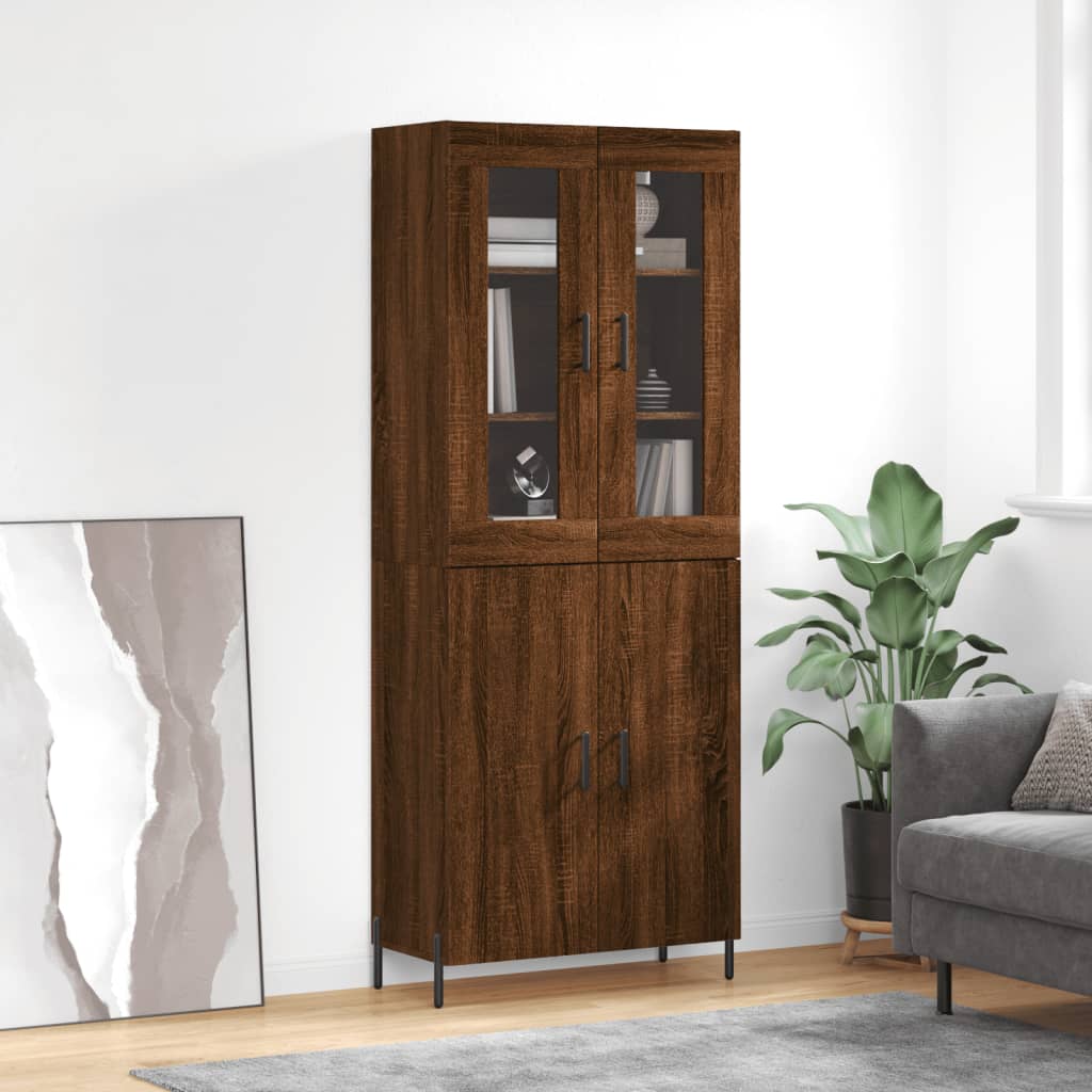 Skříň Highboard Betonově Šedá 69,5X34X180 Cm Kompozitní Dřevo