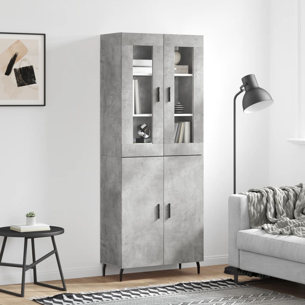 Skříň Highboard Betonově Šedá 69,5X34X180 Cm Kompozitní Dřevo