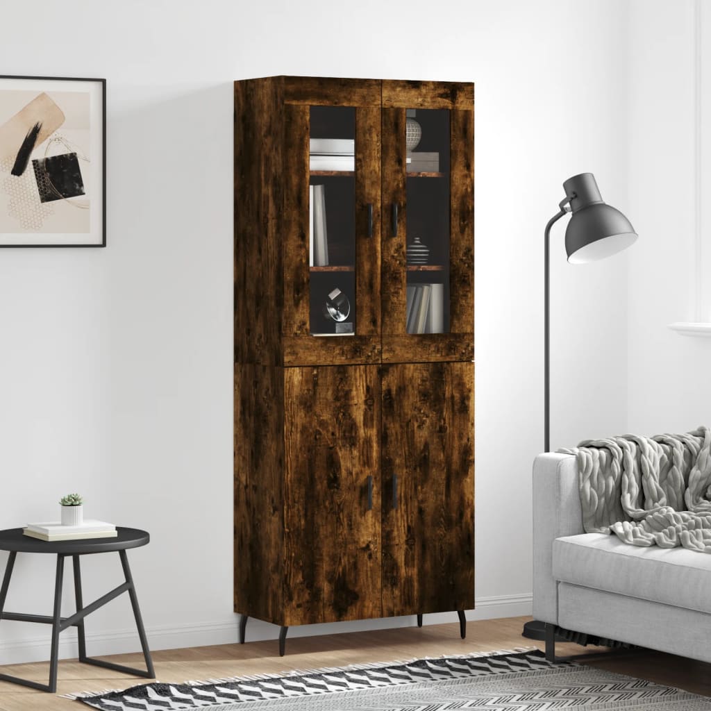 Skříň Highboard Betonově Šedá 69,5X34X180 Cm Kompozitní Dřevo