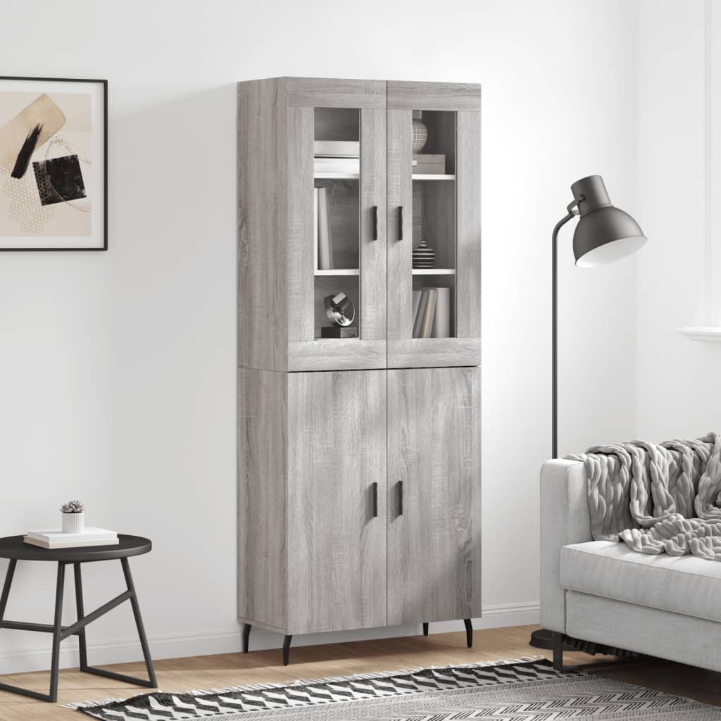 Skříň Highboard Betonově Šedá 69,5X34X180 Cm Kompozitní Dřevo