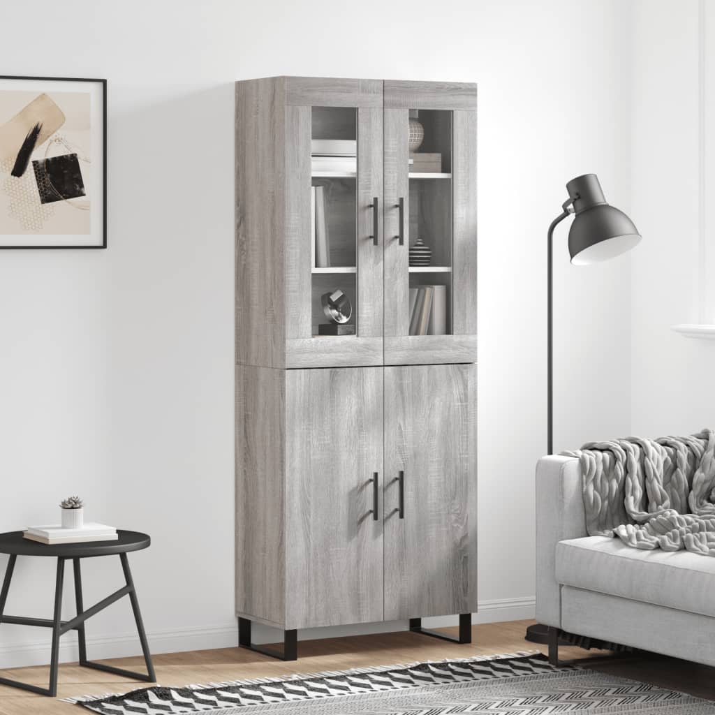 Skříň Highboard Betonově Šedá 69,5X34X180 Cm Kompozitní Dřevo