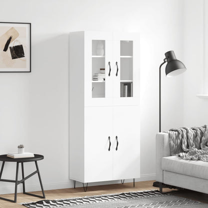 Skříň Highboard Lesklá Bílá 69,5 X 34 X 180 Cm Kompozitní Dřevo
