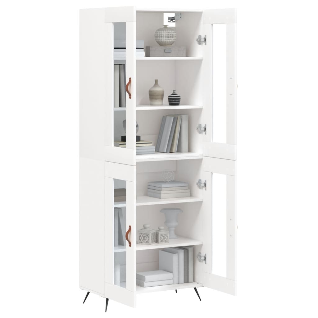 Skříň Highboard Bílá 69,5 X 34 X 180 Cm Kompozitní Dřevo