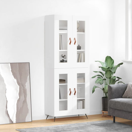 Skříň Highboard Bílá 69,5 X 34 X 180 Cm Kompozitní Dřevo