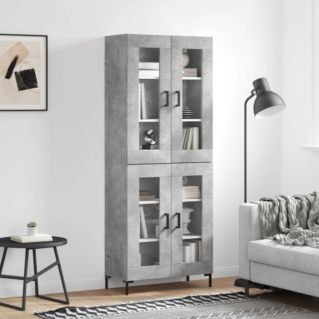 Skříň Highboard Šedá Sonoma 69,5 X 34 X 180 Cm Kompozitní Dřevo