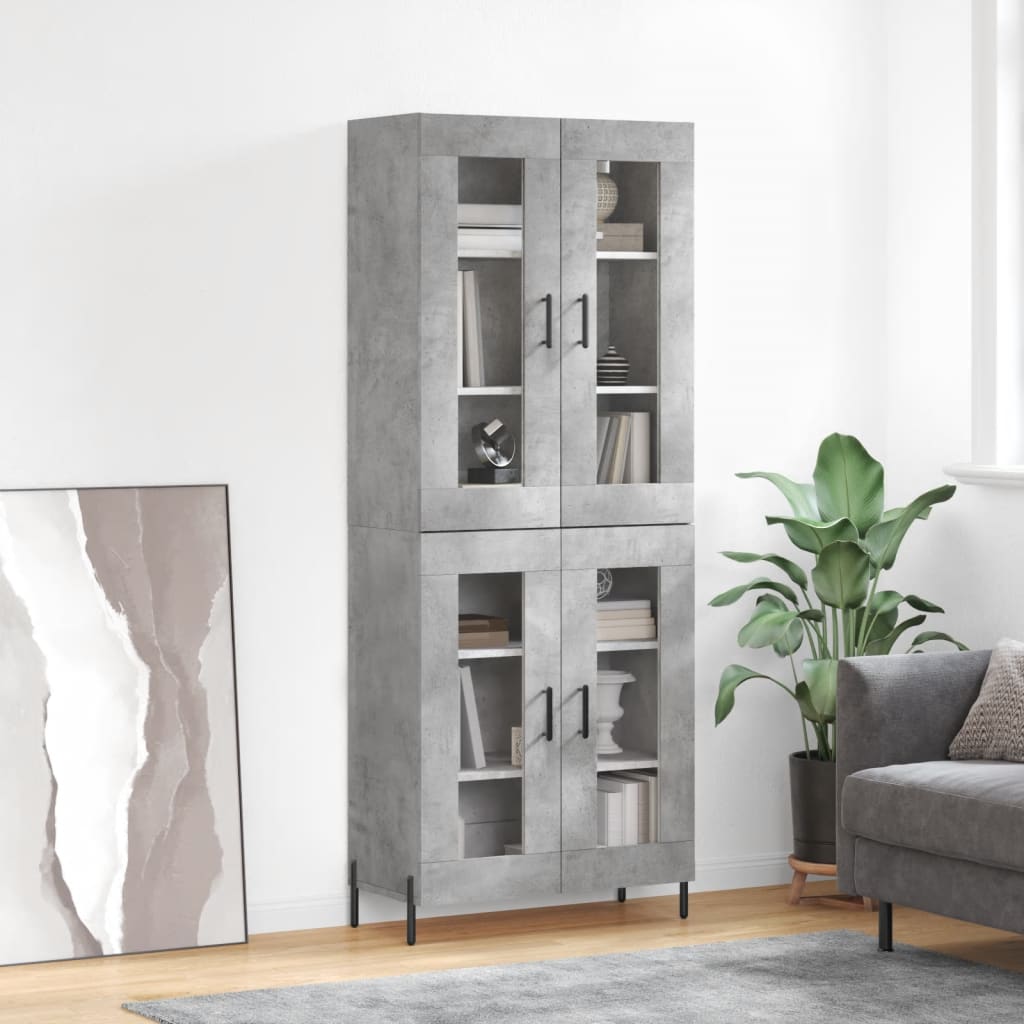 Skříň Highboard Betonově Šedá 69,5X34X180 Cm Kompozitní Dřevo
