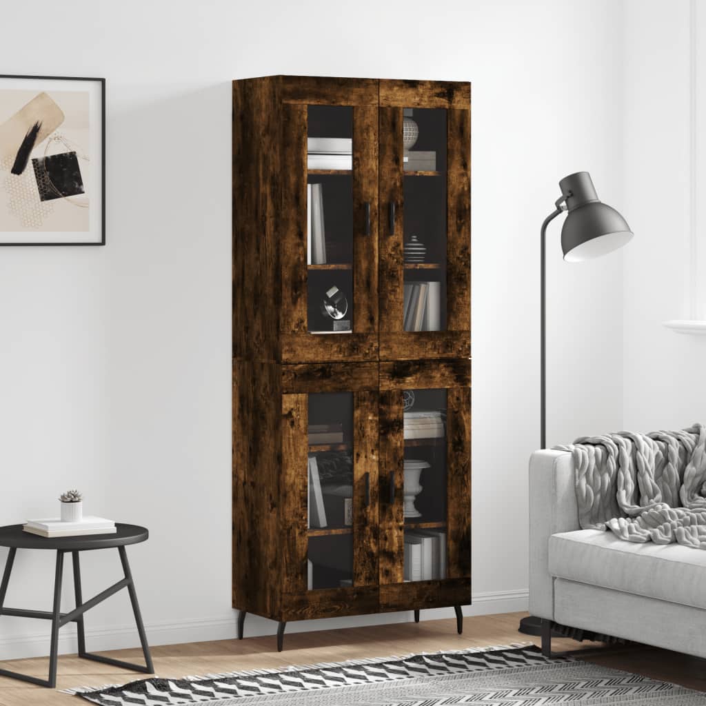 Skříň Highboard Betonově Šedá 69,5X34X180 Cm Kompozitní Dřevo