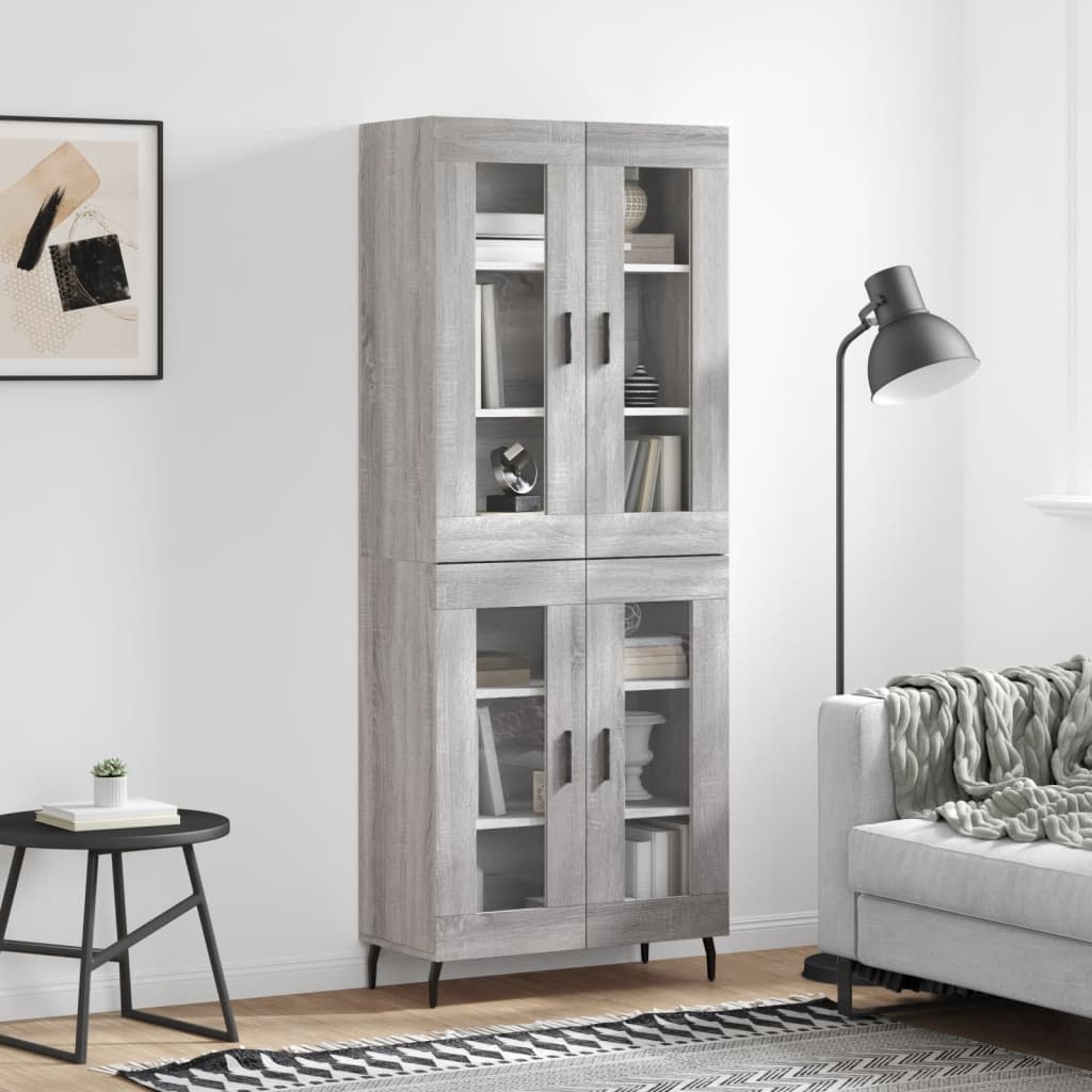 Skříň Highboard Betonově Šedá 69,5X34X180 Cm Kompozitní Dřevo