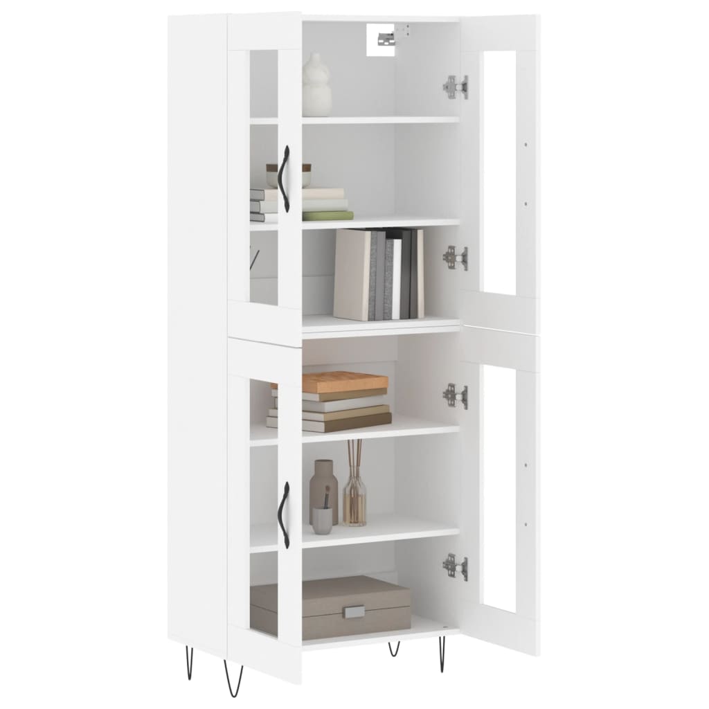 Skříň Highboard Bílá 69,5 X 34 X 180 Cm Kompozitní Dřevo