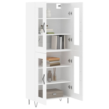 Skříň Highboard Bílá 69,5 X 34 X 180 Cm Kompozitní Dřevo