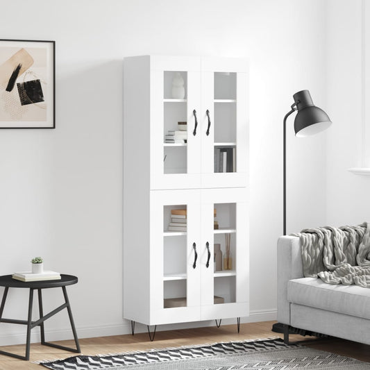 Skříň Highboard Bílá 69,5 X 34 X 180 Cm Kompozitní Dřevo