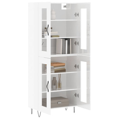 Skříň Highboard Lesklá Bílá 69,5 X 34 X 180 Cm Kompozitní Dřevo