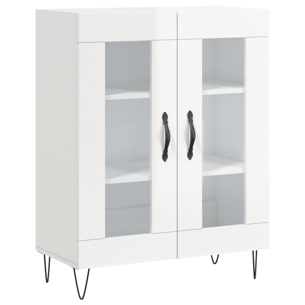 Skříň Highboard Lesklá Bílá 69,5 X 34 X 180 Cm Kompozitní Dřevo