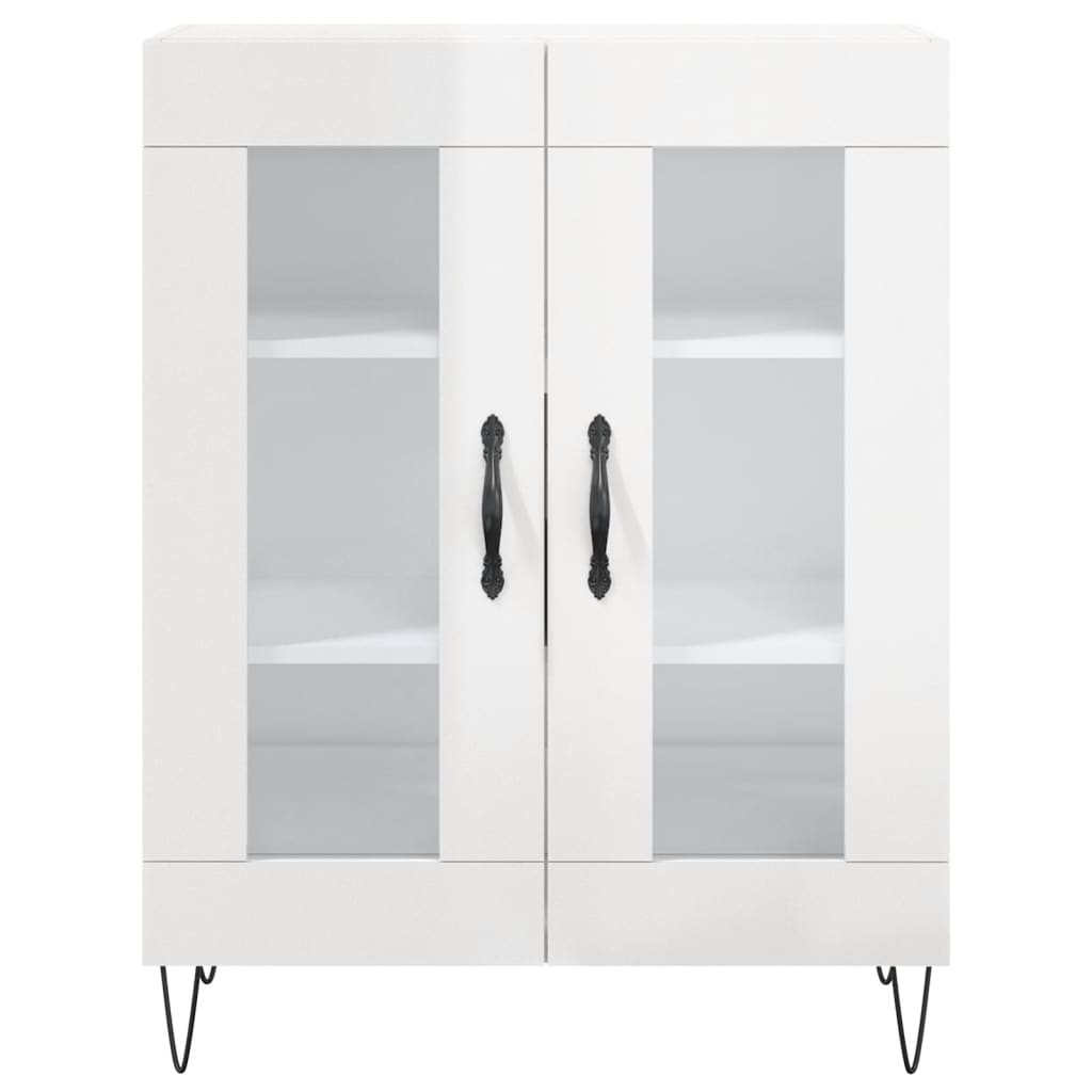 Skříň Highboard Lesklá Bílá 69,5 X 34 X 180 Cm Kompozitní Dřevo