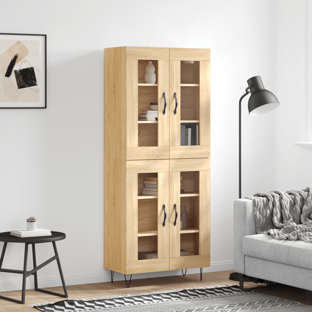 Skříň Highboard Dub Sonoma 69,5 X 34 X 180 Cm Kompozitní Dřevo