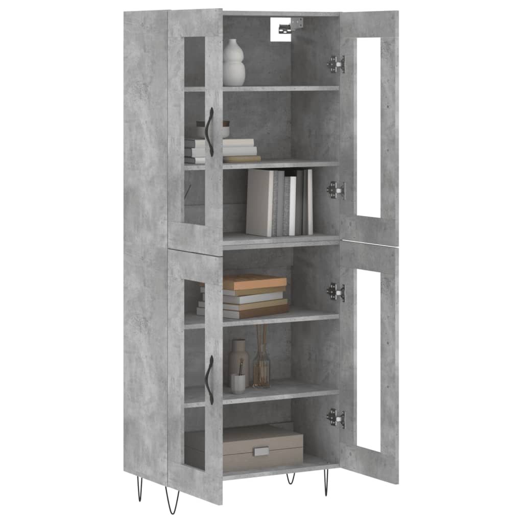 Skříň Highboard Betonově Šedá 69,5X34X180 Cm Kompozitní Dřevo