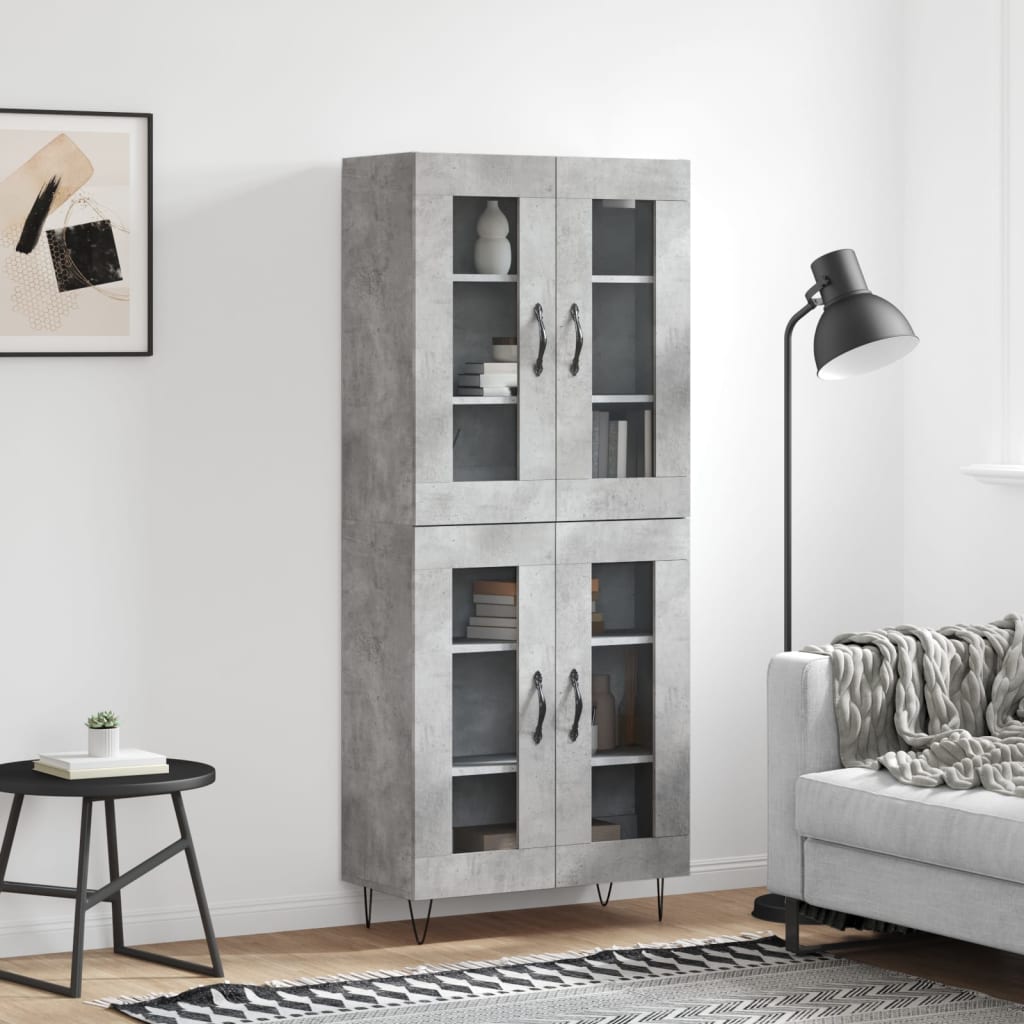 Skříň Highboard Betonově Šedá 69,5X34X180 Cm Kompozitní Dřevo