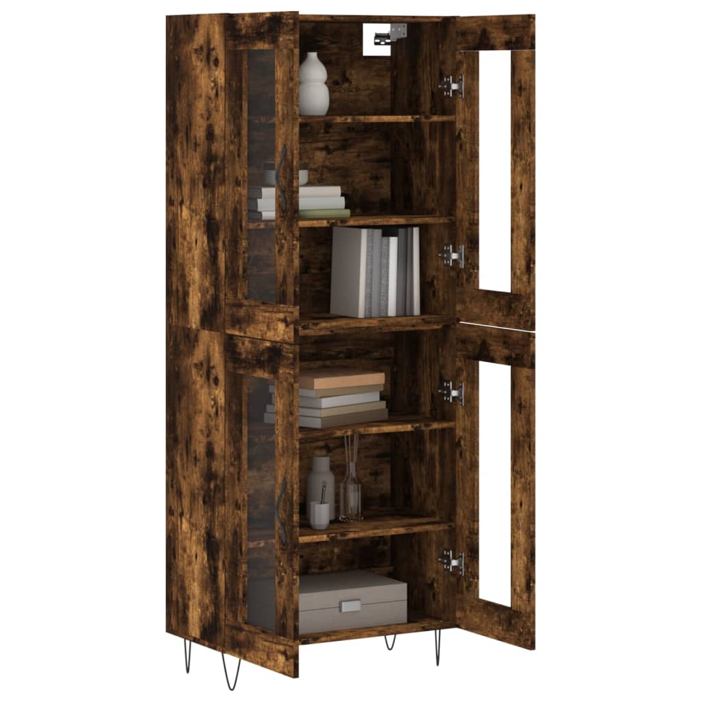 Skříň Highboard Kouřový Dub 69,5 X 34 X 180 Cm Kompozitní Dřevo