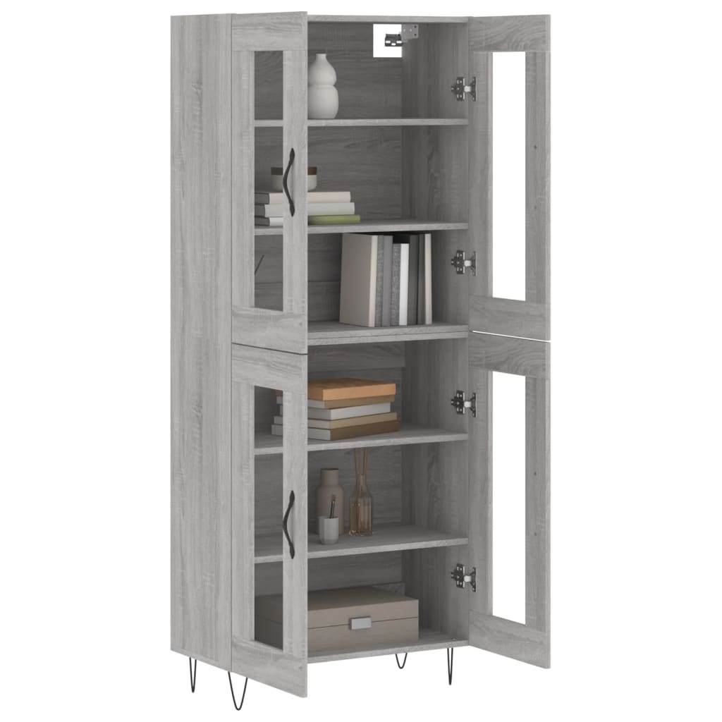 Skříň Highboard Šedá Sonoma 69,5 X 34 X 180 Cm Kompozitní Dřevo