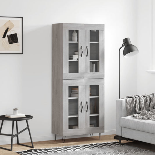 Skříň Highboard Šedá Sonoma 69,5 X 34 X 180 Cm Kompozitní Dřevo