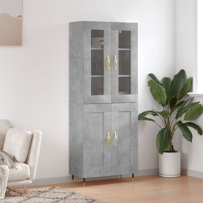 Skříň Highboard Šedá Sonoma 69,5 X 34 X 180 Cm Kompozitní Dřevo