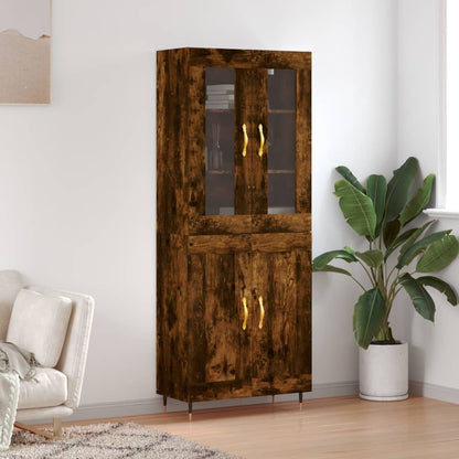 Skříň Highboard Šedá Sonoma 69,5 X 34 X 180 Cm Kompozitní Dřevo