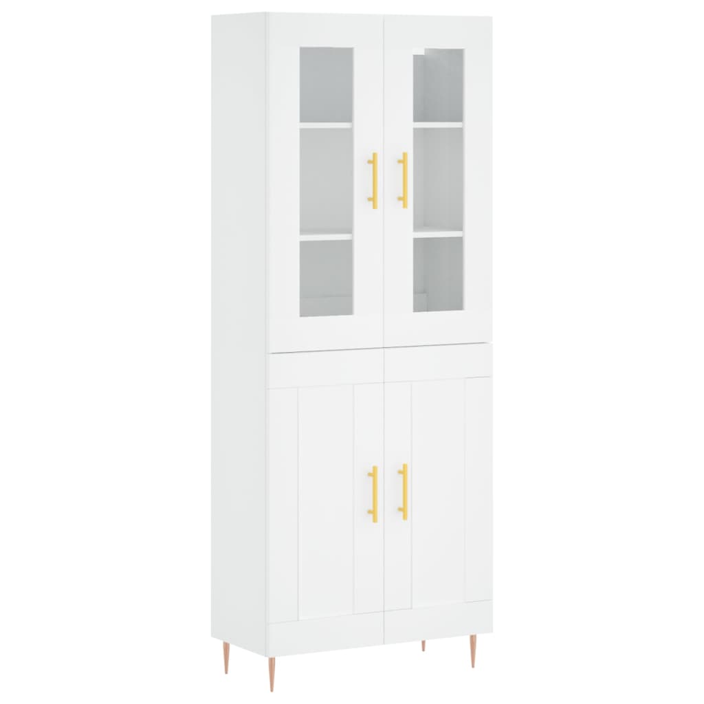 Skříň Highboard Bílá 69,5 X 34 X 180 Cm Kompozitní Dřevo