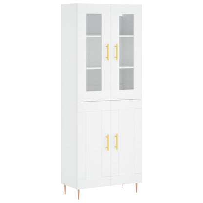 Skříň Highboard Bílá 69,5 X 34 X 180 Cm Kompozitní Dřevo