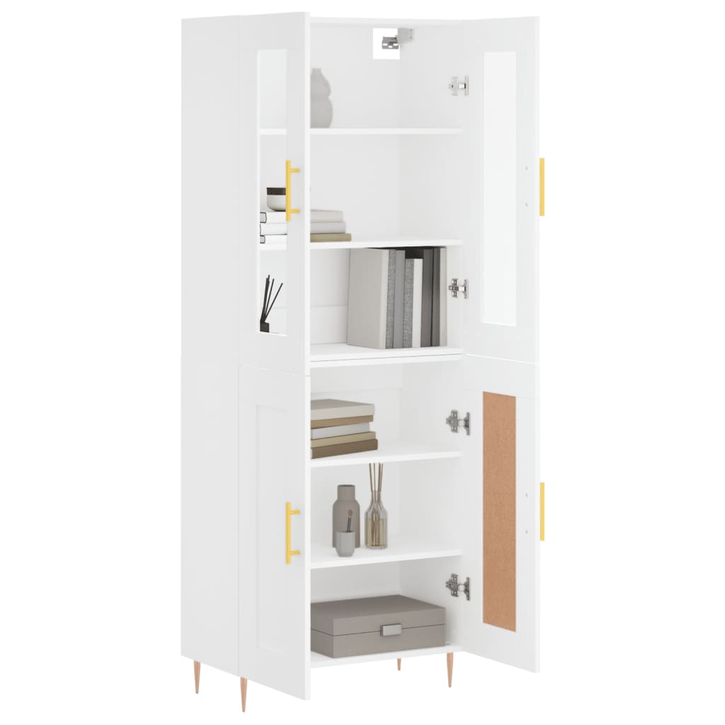 Skříň Highboard Bílá 69,5 X 34 X 180 Cm Kompozitní Dřevo